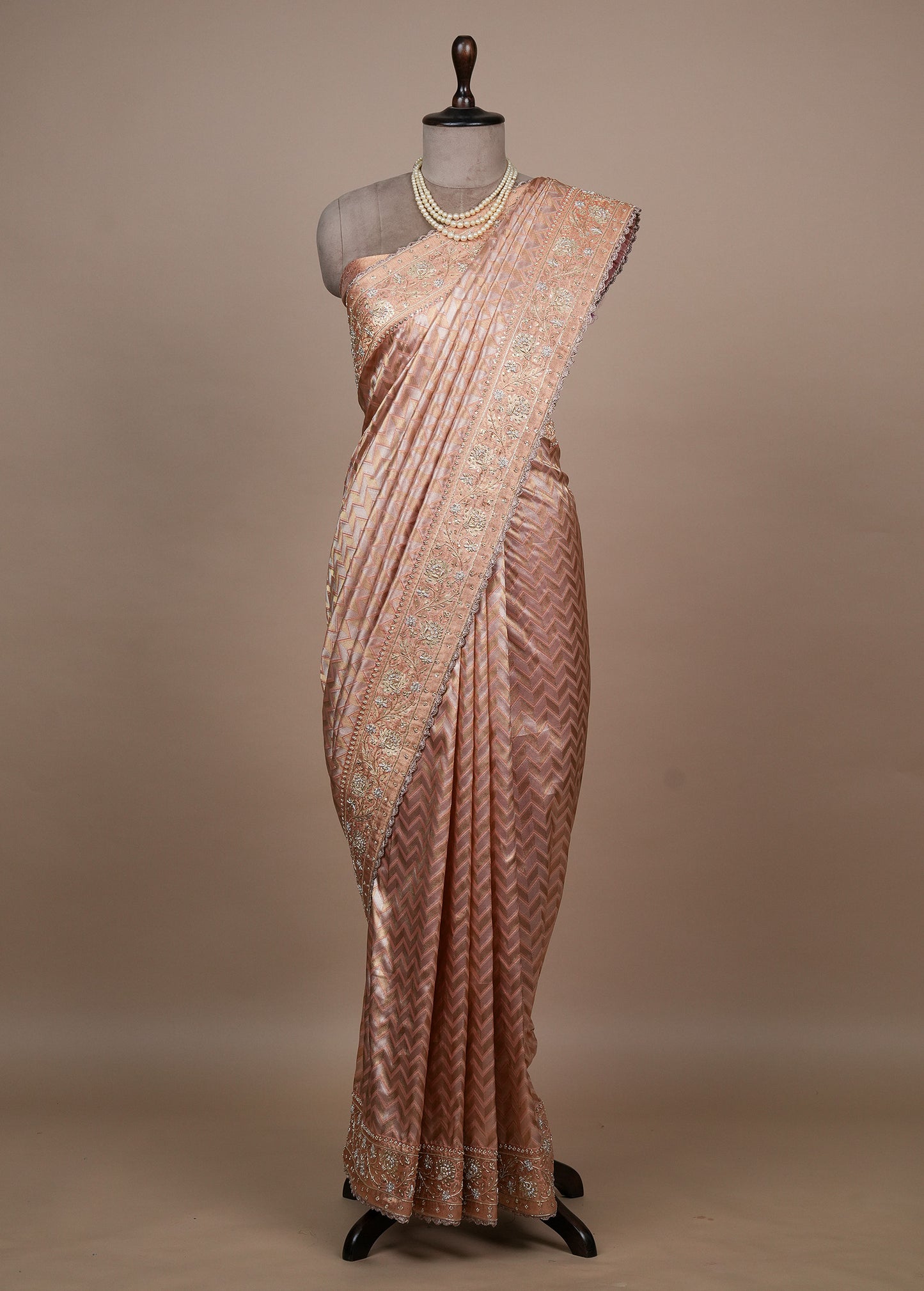 Pink Tissue Silk Embroidered Saree