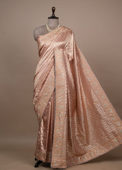 Pink Tissue Silk Embroidered Saree