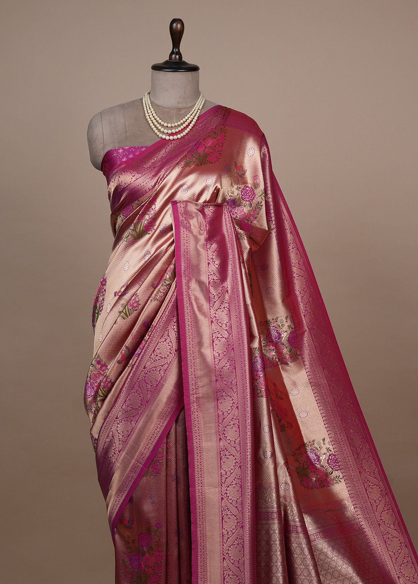 Pink Tissue Silk Banarasi Saree