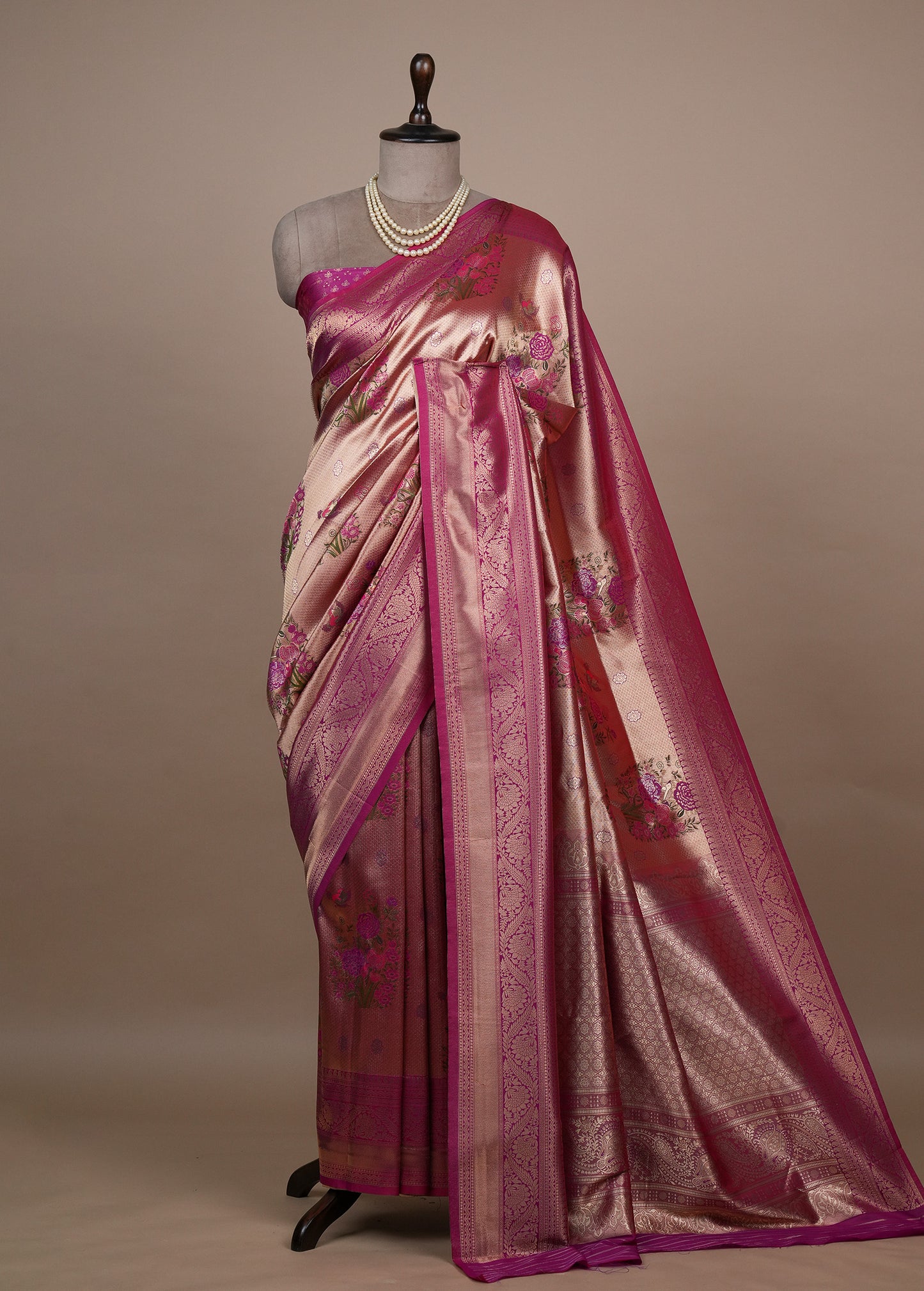 Pink Tissue Silk Banarasi Saree