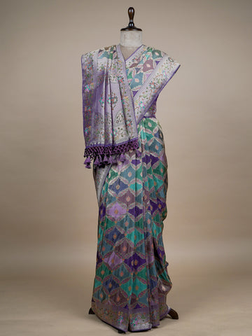 Purple Moroccan Silk Banarasi Saree