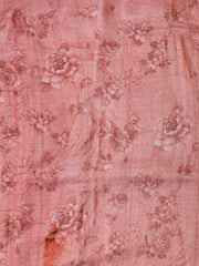 Peach Tussar Printed Saree