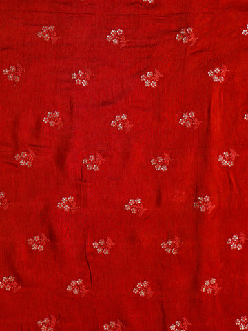 Red Linen Printed Saree