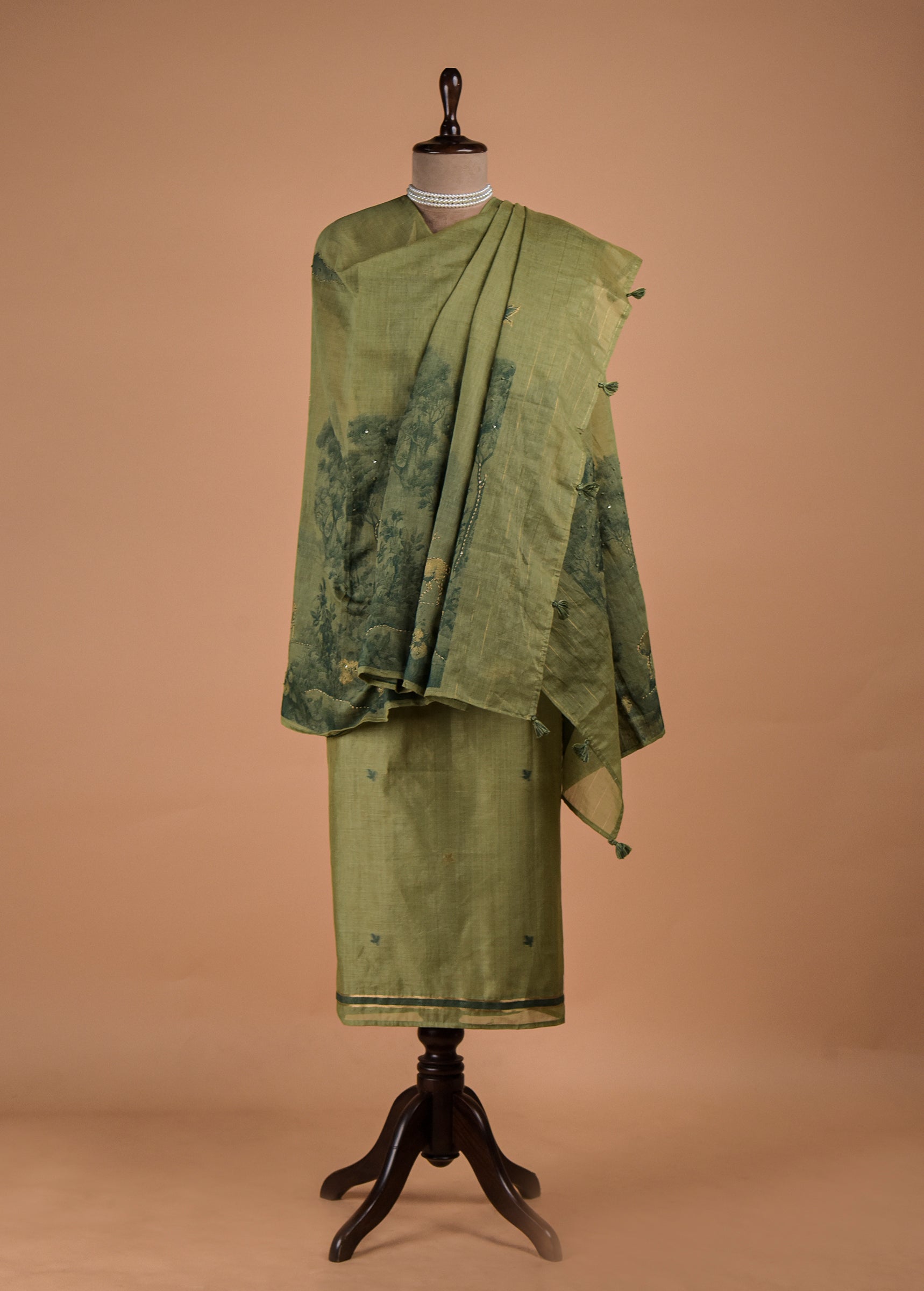 Green Cotton Dress Material