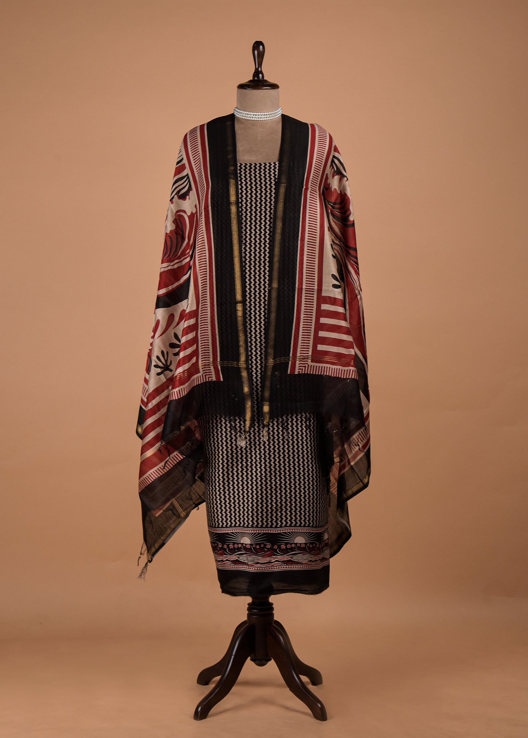 Multicoloured Chanderi Dress Material