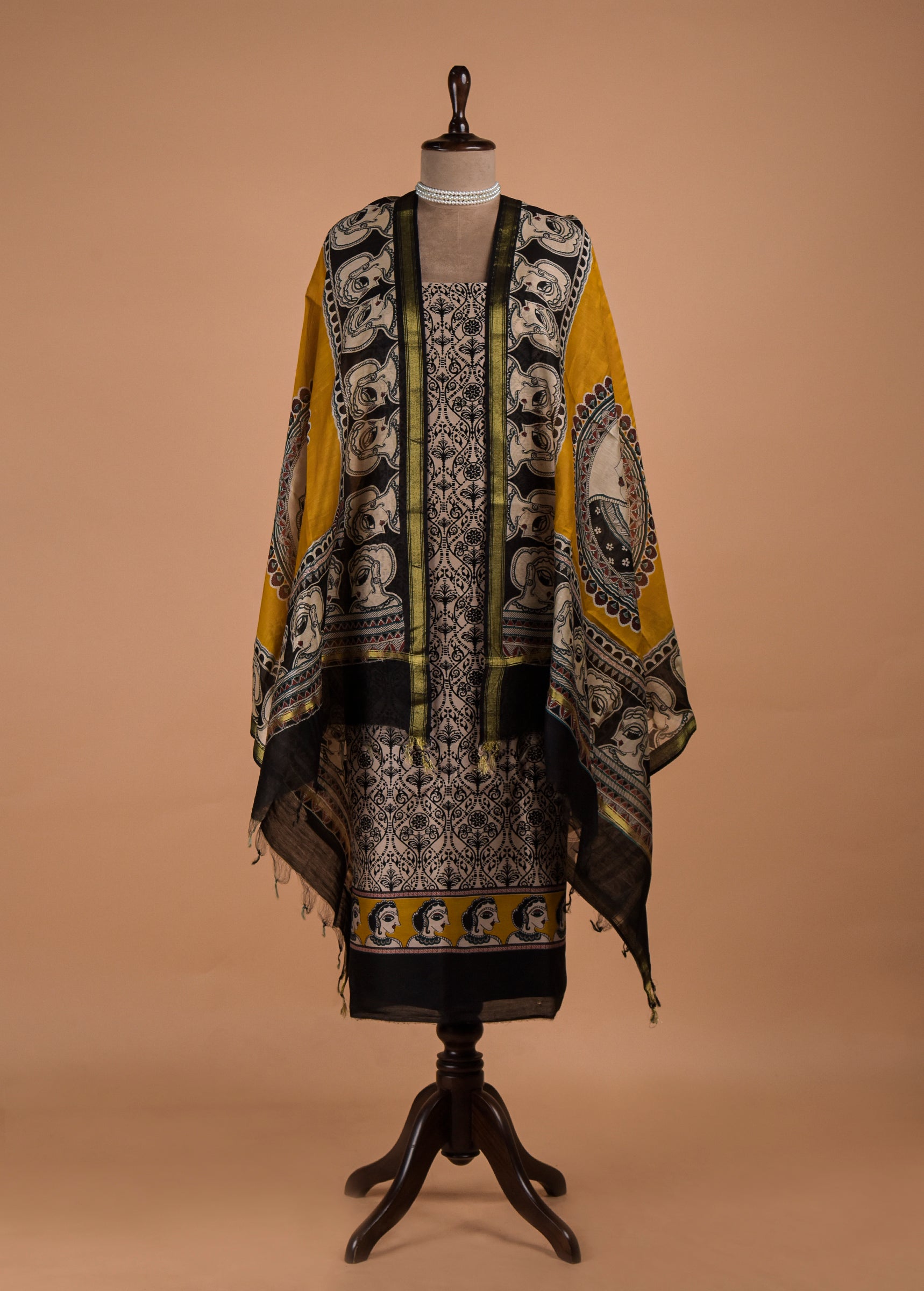 Multicoloured Chanderi Dress Material