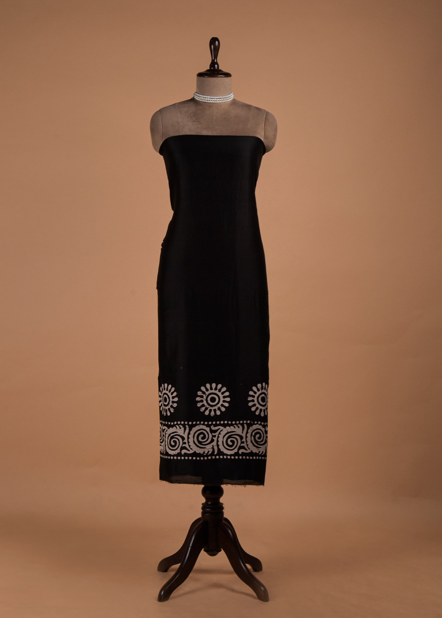 Black and White Chanderi Dress Material