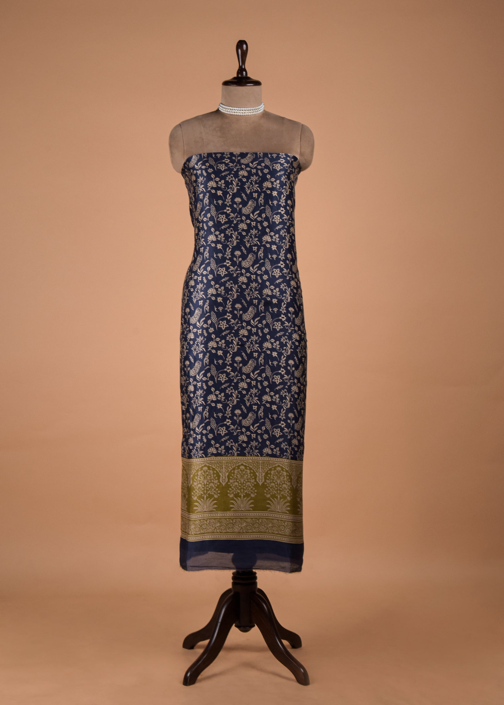 Blue Chanderi Dress Material