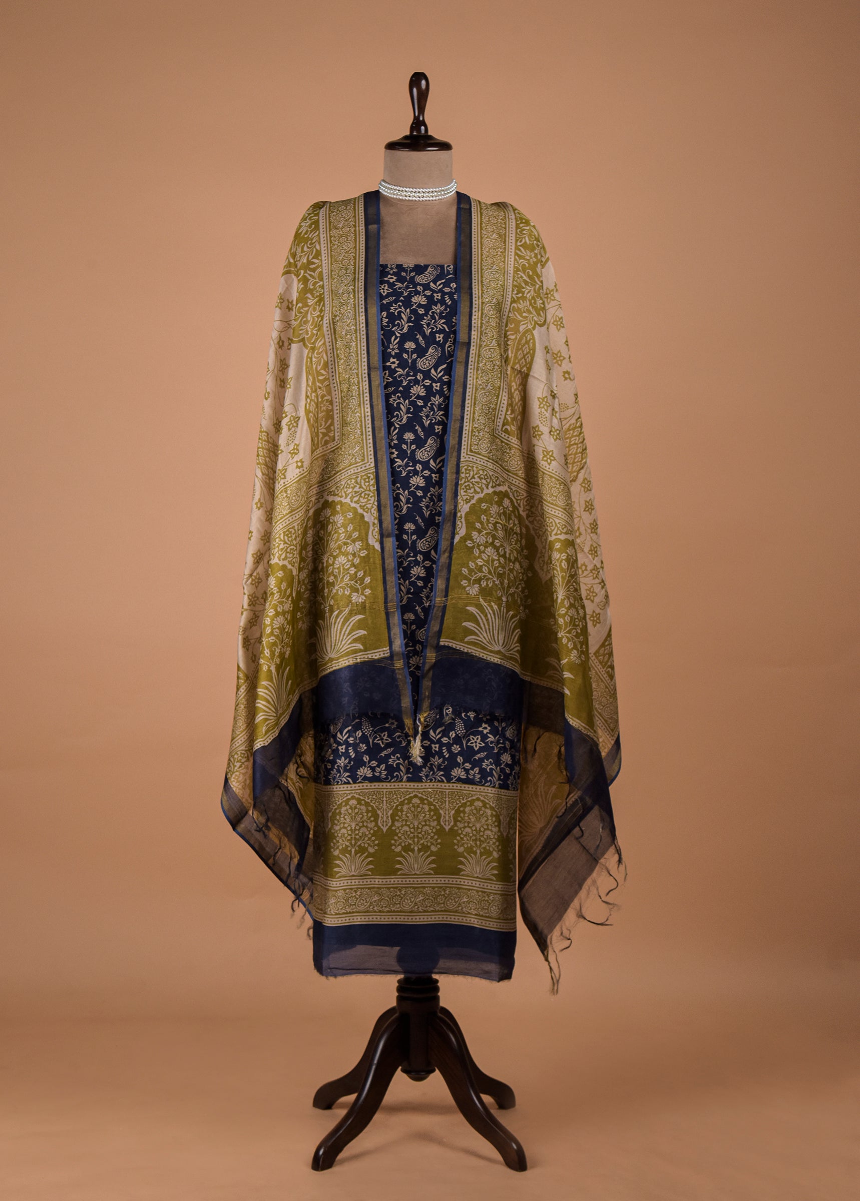 Blue Chanderi Dress Material