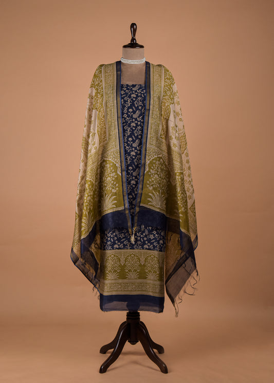 Blue Chanderi Dress Material
