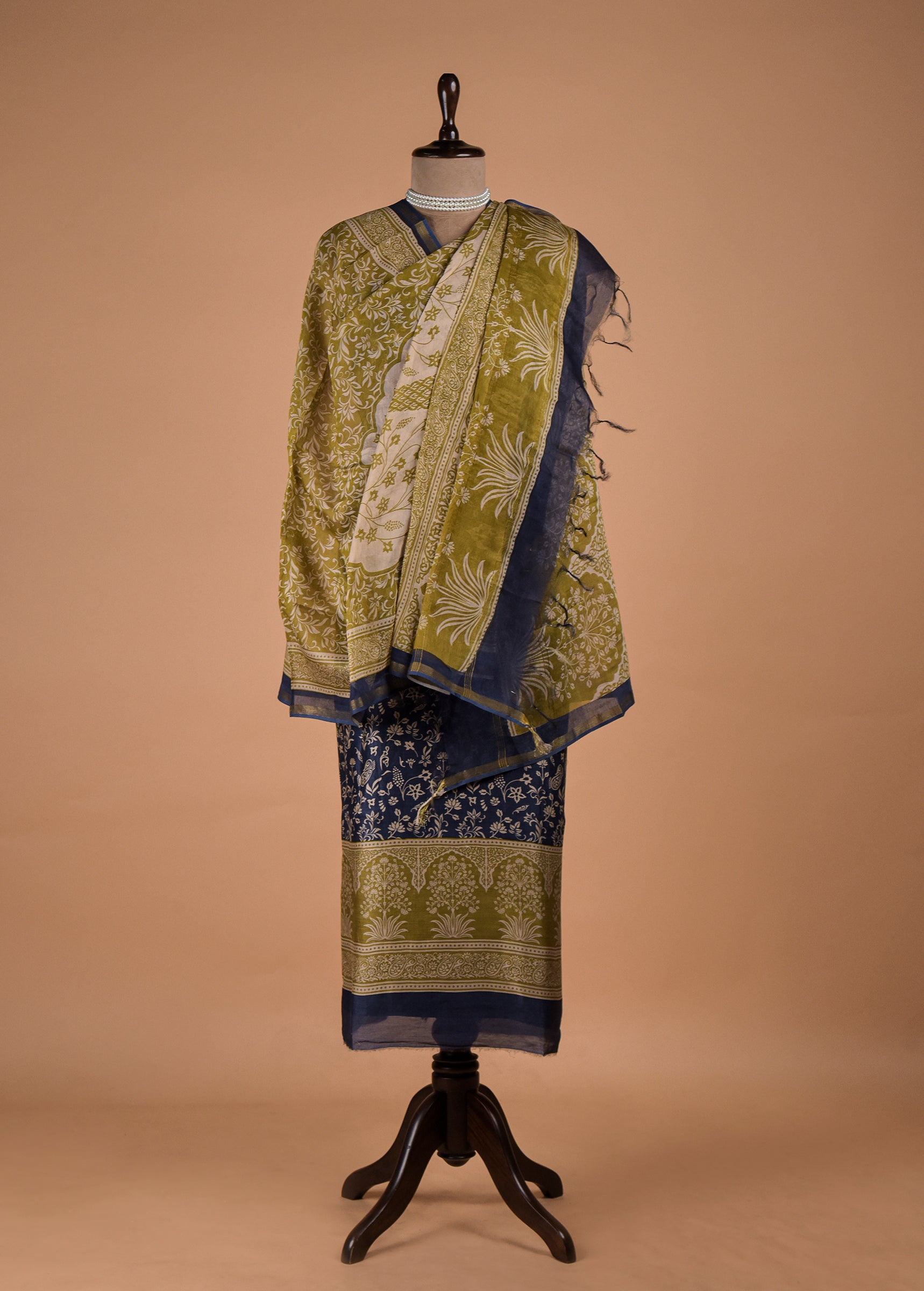 Blue Chanderi Dress Material