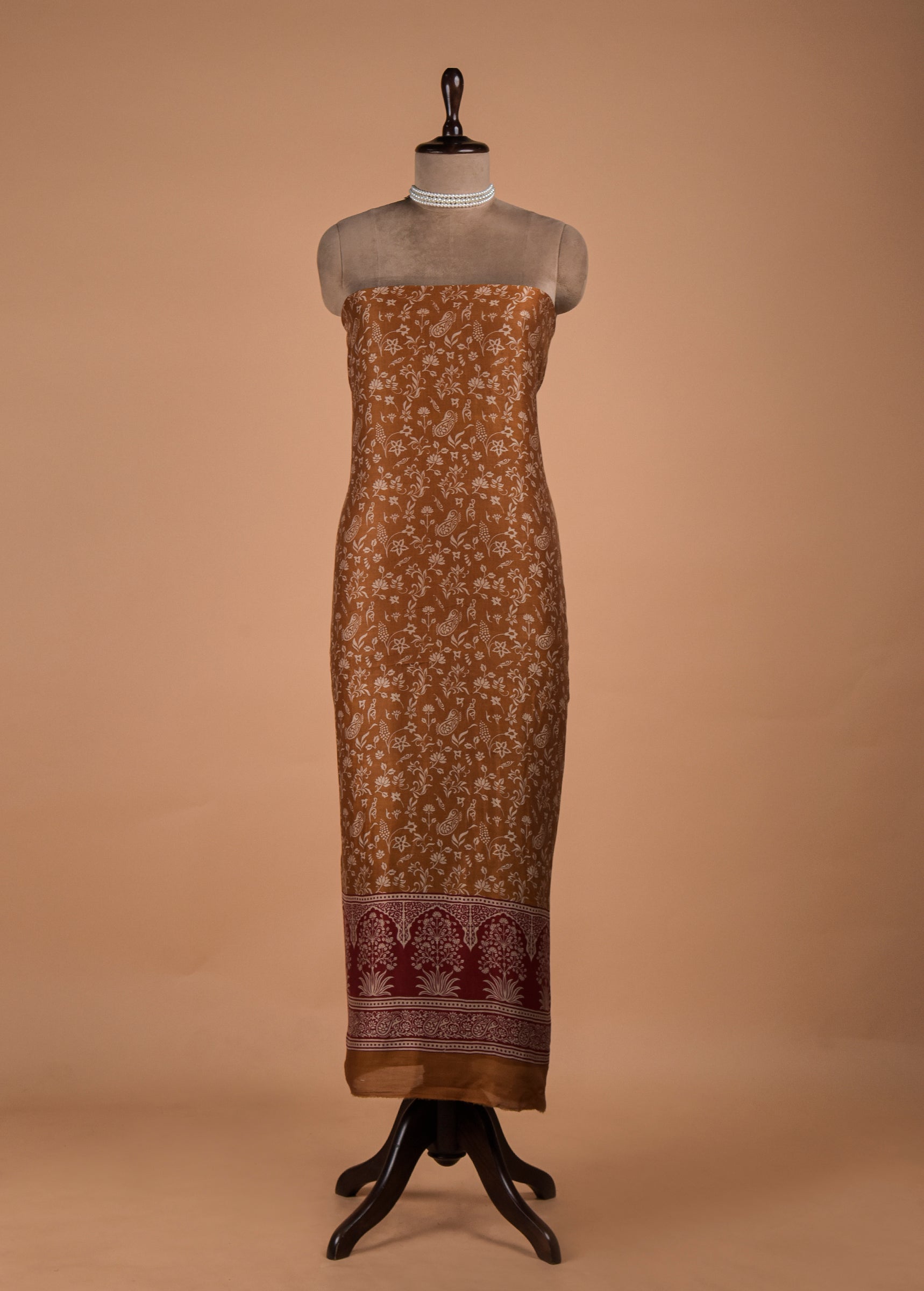 Brown Chanderi Dress Material