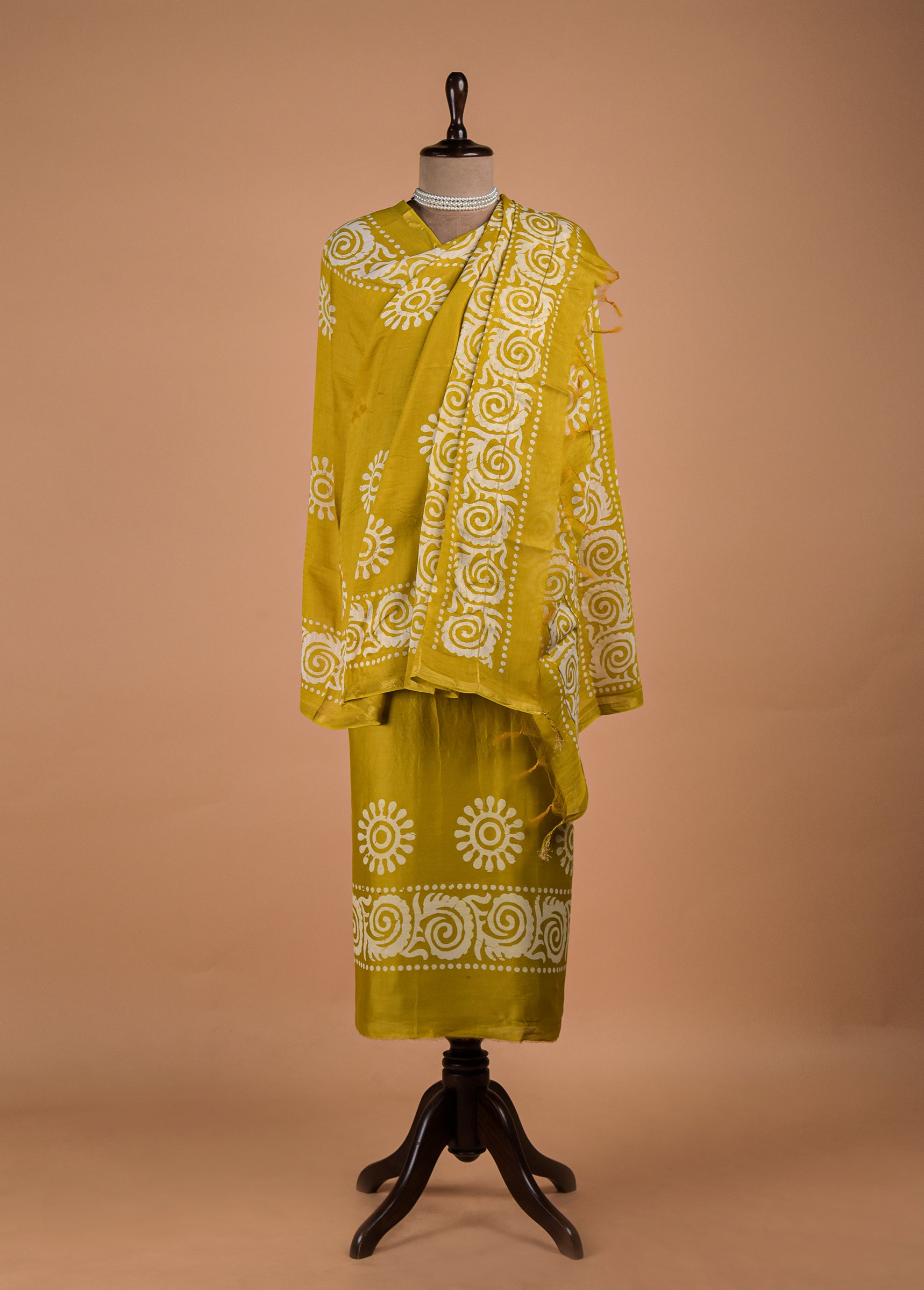 Green Chanderi Dress Material