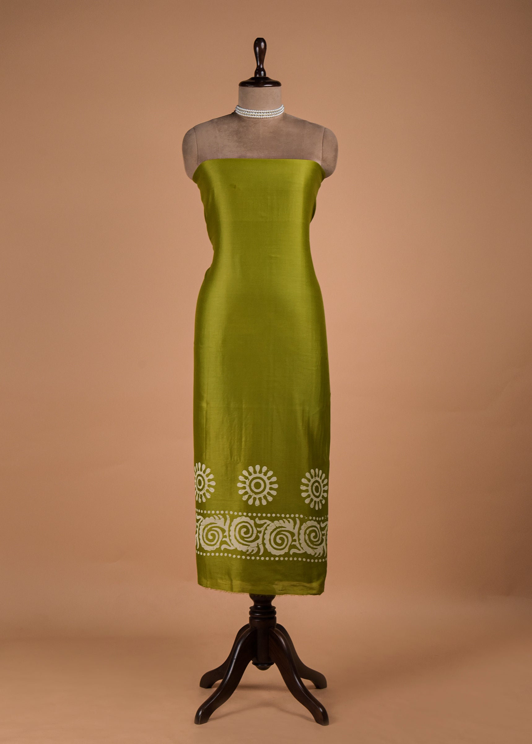 Green Chanderi Dress Material
