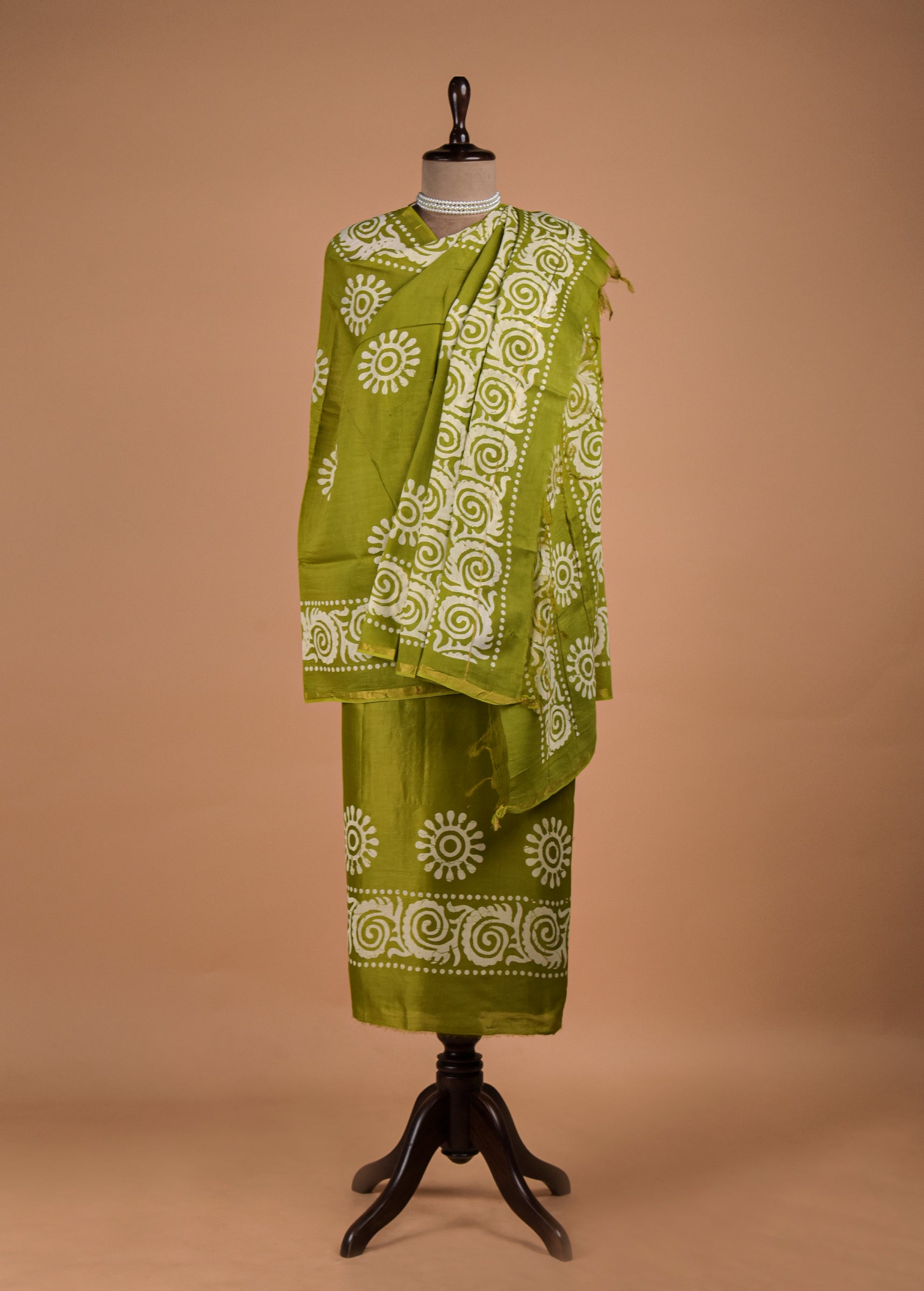 Green Chanderi Dress Material