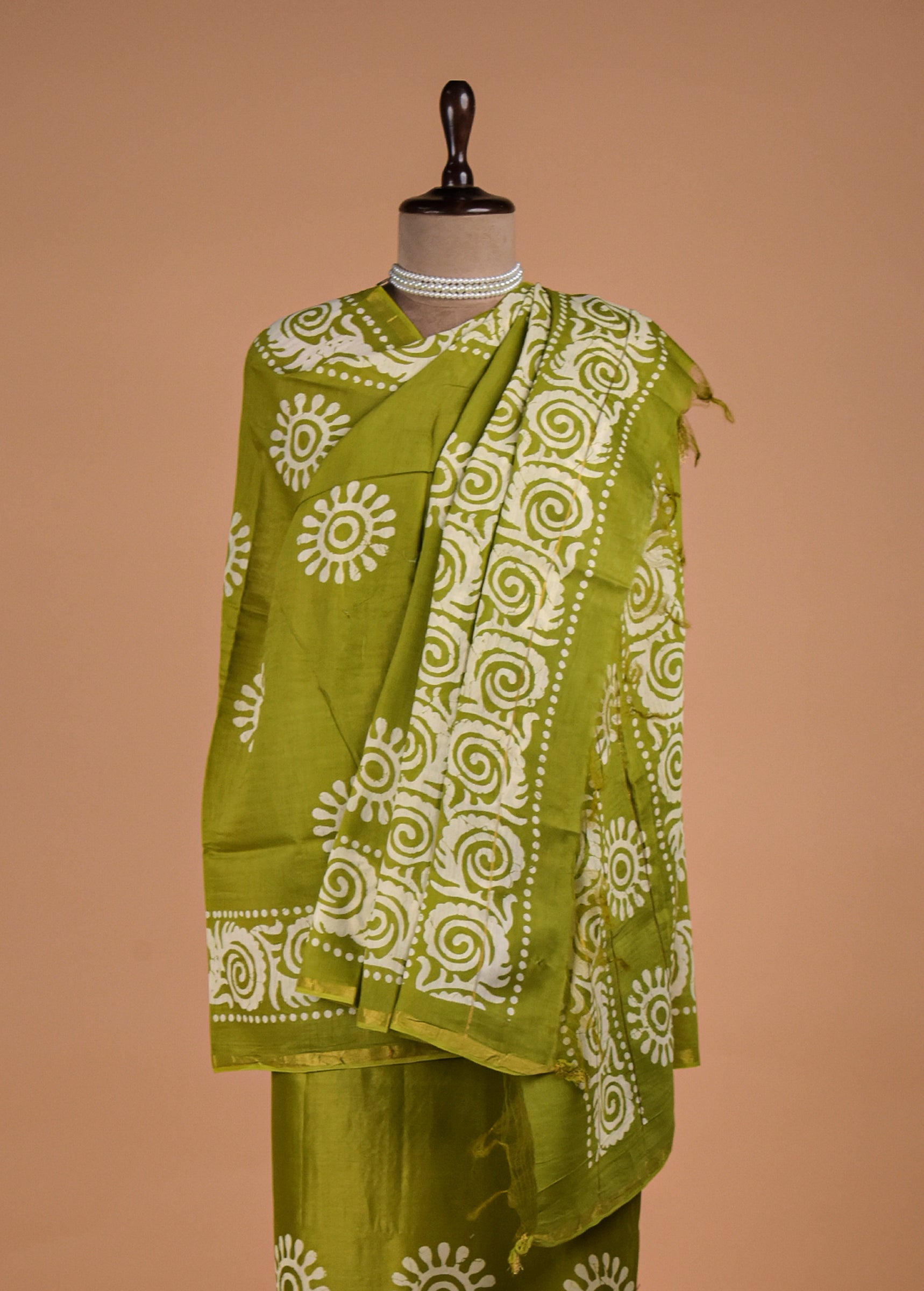 Green Chanderi Dress Material
