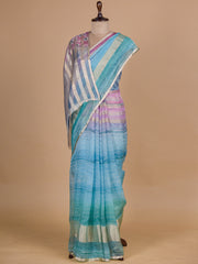 Blue Kora Printed Saree
