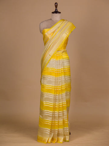 Yellow Kora Banarasi Saree