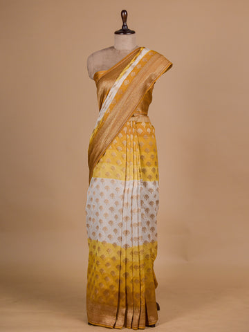 Yellow Chanderi Banarasi Saree