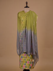 Green Banarasi Cotton Dress Material