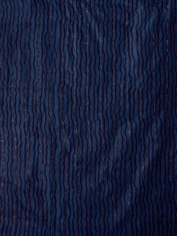 Blue Cotton Tussar Printed Saree