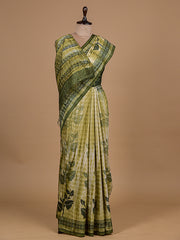 Green Cotton Tussar Printed Saree