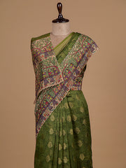 Green Cotton Banarasi Saree