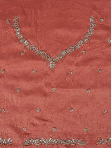 Peach Tissue Georgette Embroidered Saree