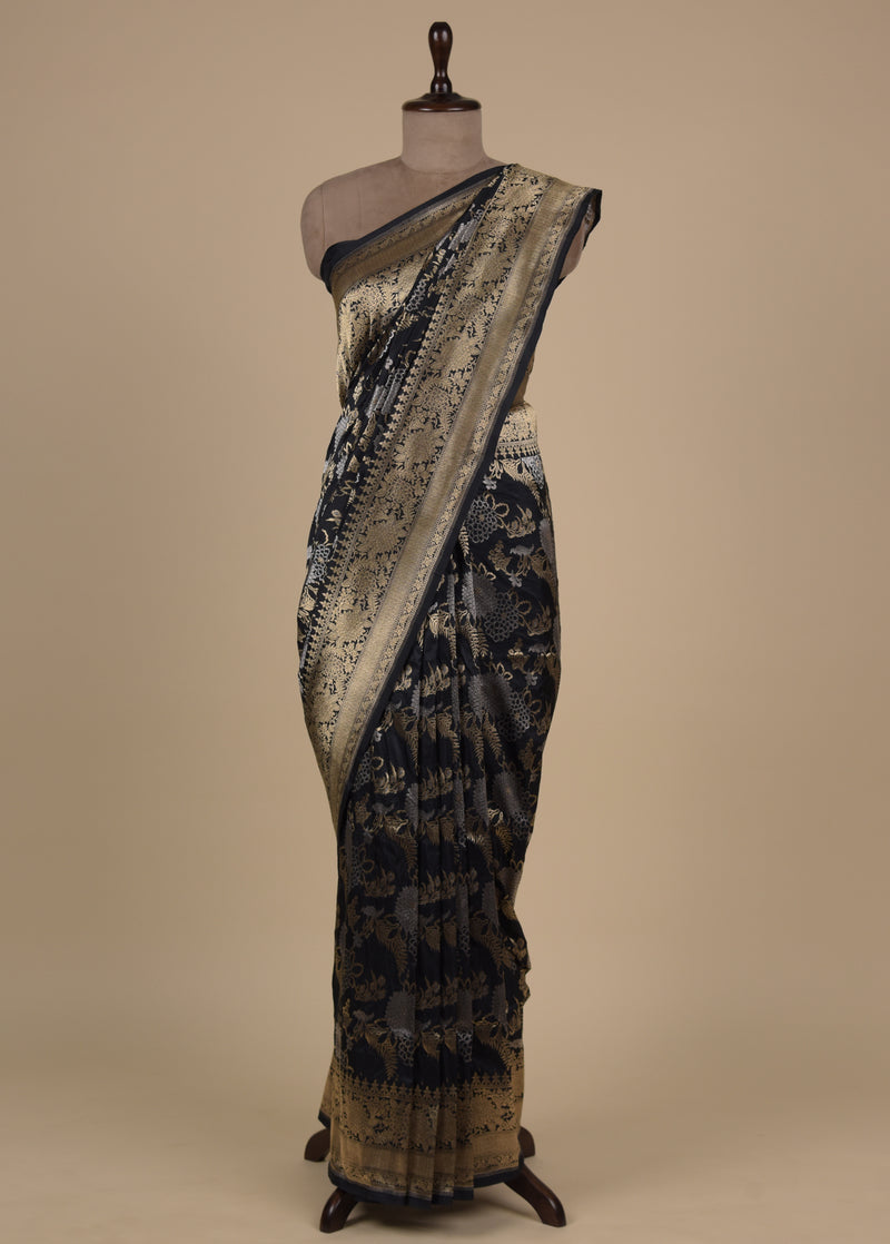 Black Silk Banarasi Saree