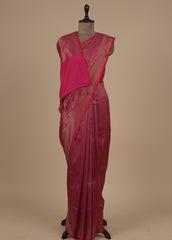 Pink Art Silk Cotton Banarasi Saree