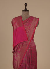 Pink Art Silk Cotton Banarasi Saree