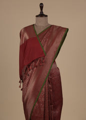 Red Art Silk Cotton Banarasi Saree