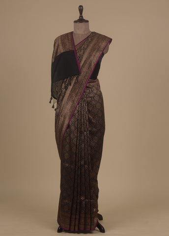 Black Art Silk Cotton Banarasi Saree