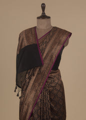 Black Art Silk Cotton Banarasi Saree