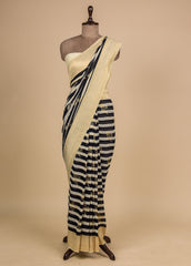 Black and White Georgette Printed Saree