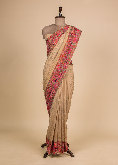 Gold Tissue Georgette Embroidered Saree,