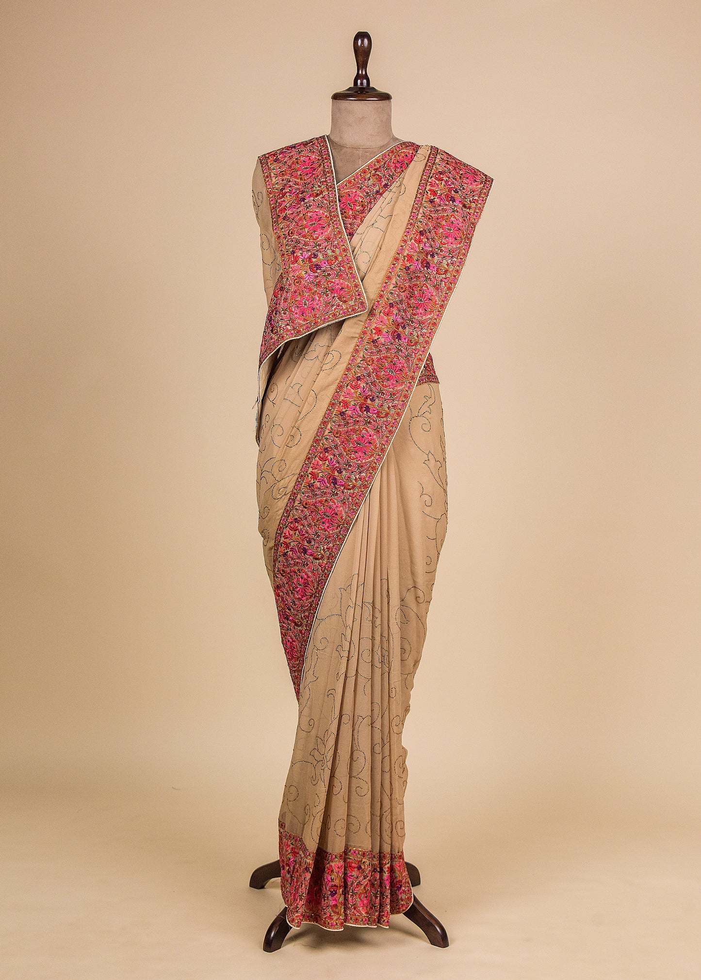 Gold Tissue Georgette Embroidered Saree,