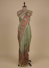 Green Tussar Kalamkari Saree