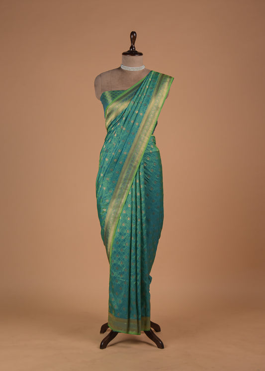 Blue Kanjeevaram Handwoven Art Silk Saree | Greenways Delhi