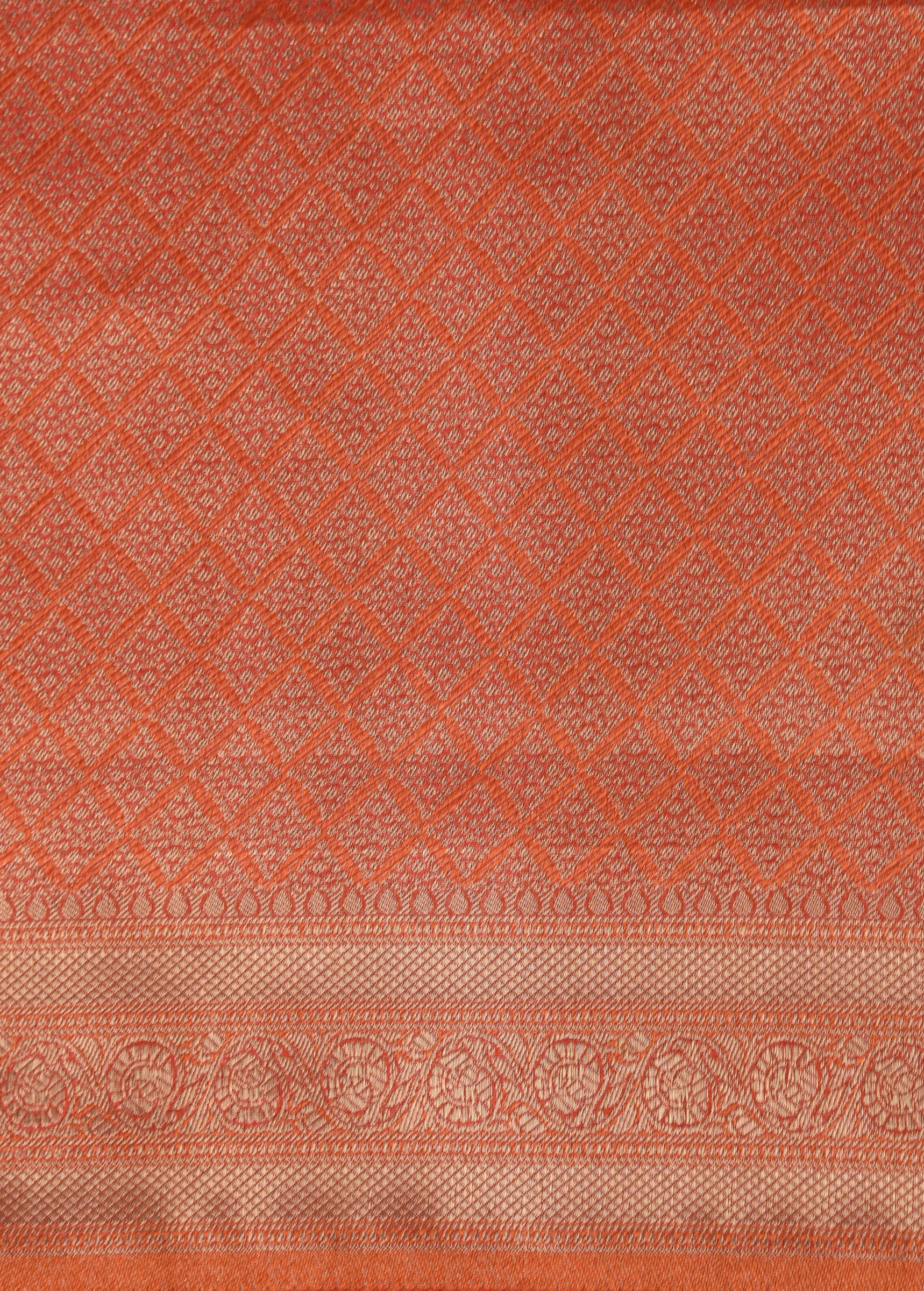 Orange Kanjeevaram Handwoven Art Silk Saree | Greenways