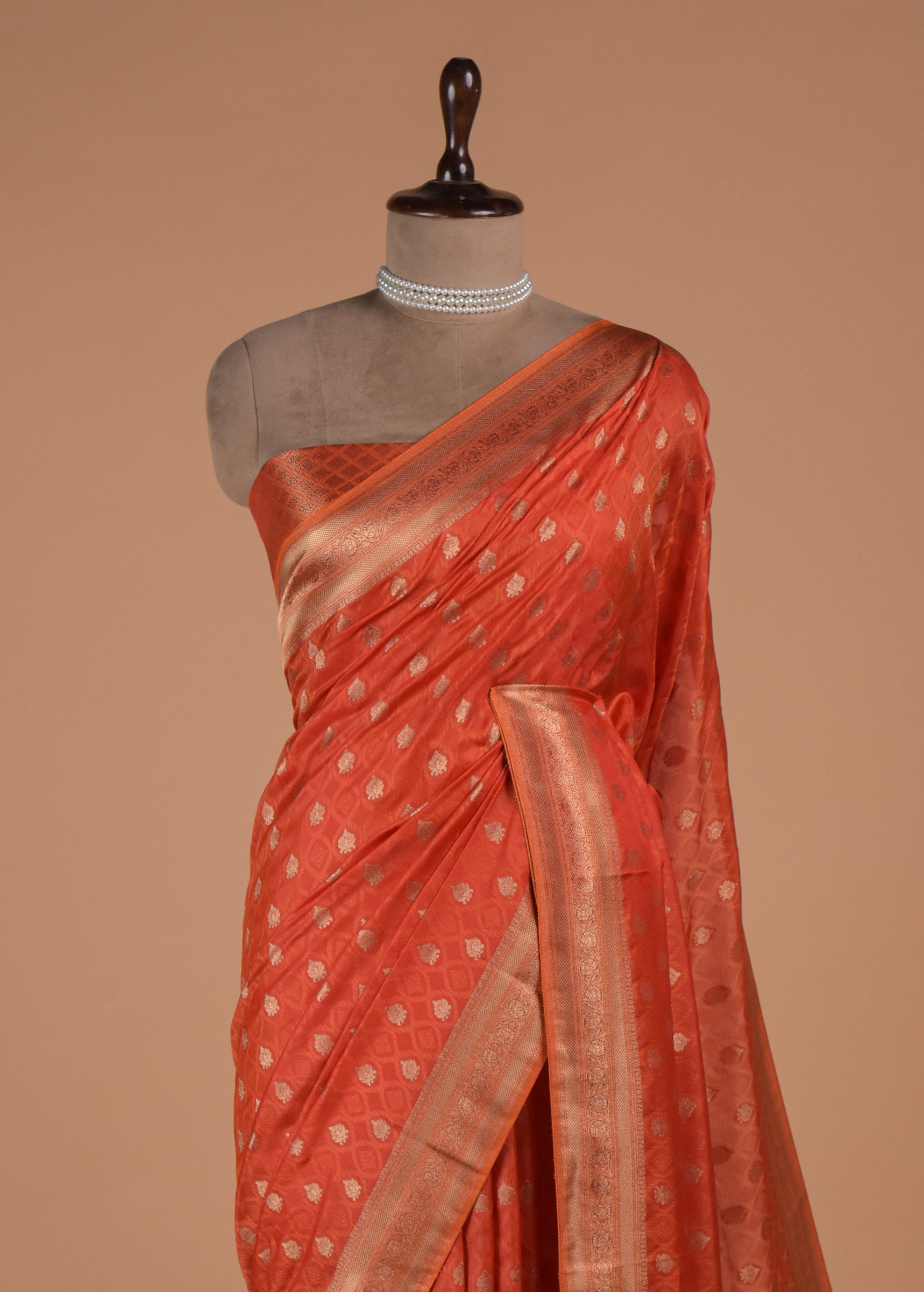 Orange Kanjeevaram Handwoven Art Silk Saree | Greenways