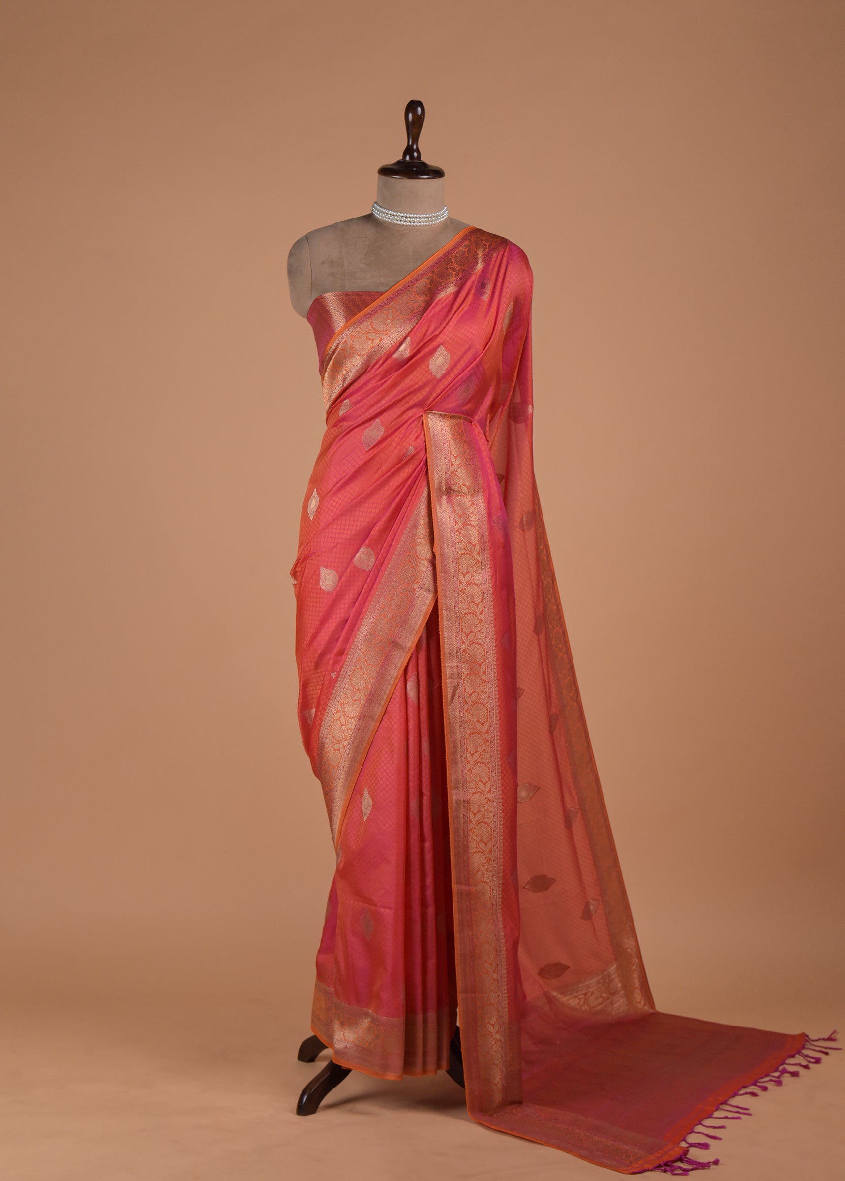 Pink Kanjeevaram Handwoven Art Silk Saree | Greenways
