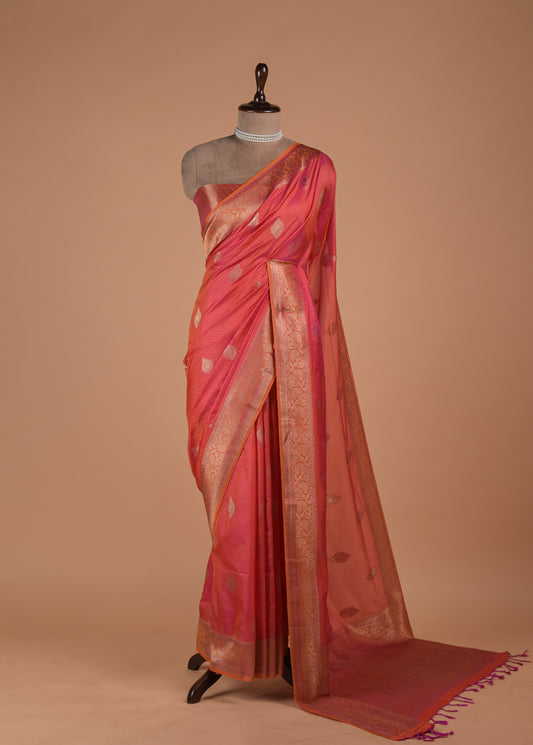 Pink Kanjeevaram Handwoven Art Silk Saree | Greenways