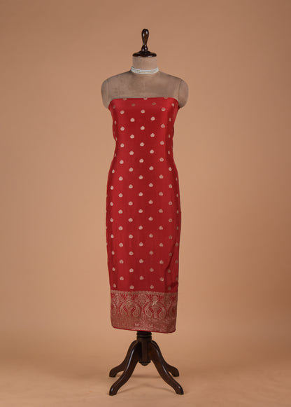 Red Crepe Dress Material