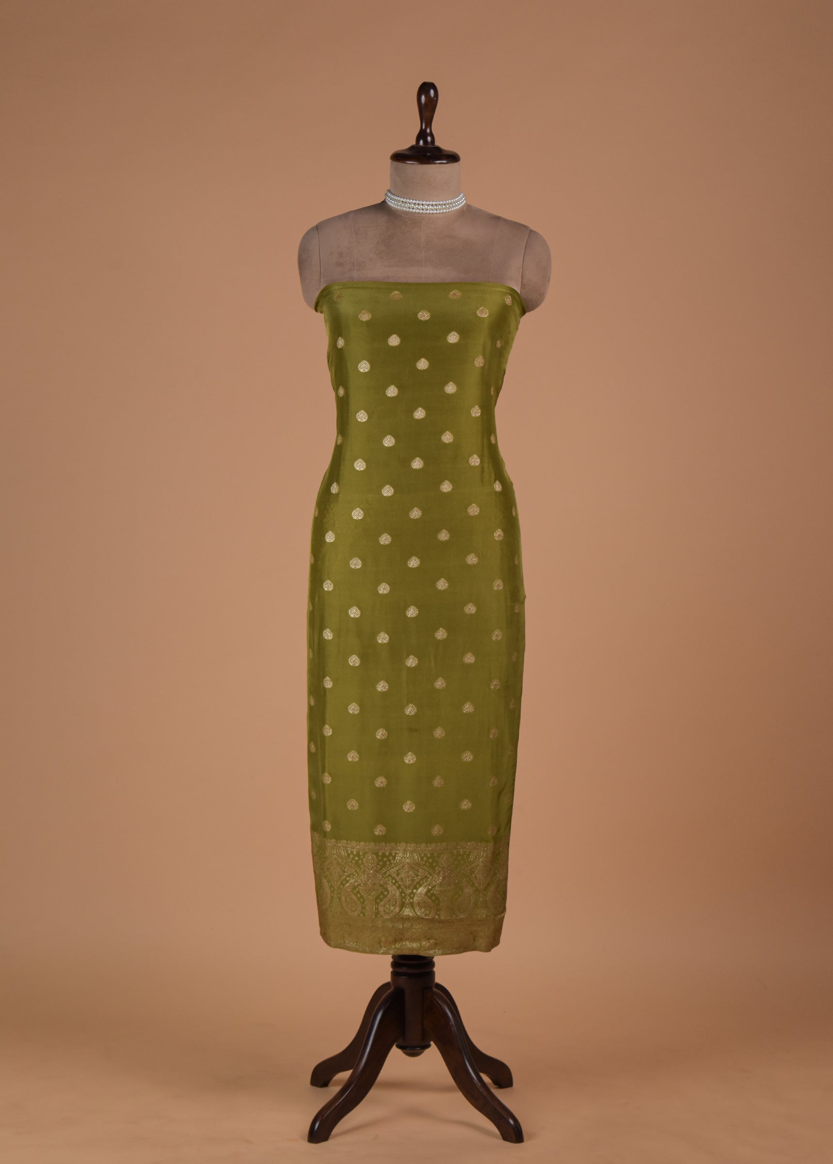 Green Crepe Silk Dress Material | Greenways