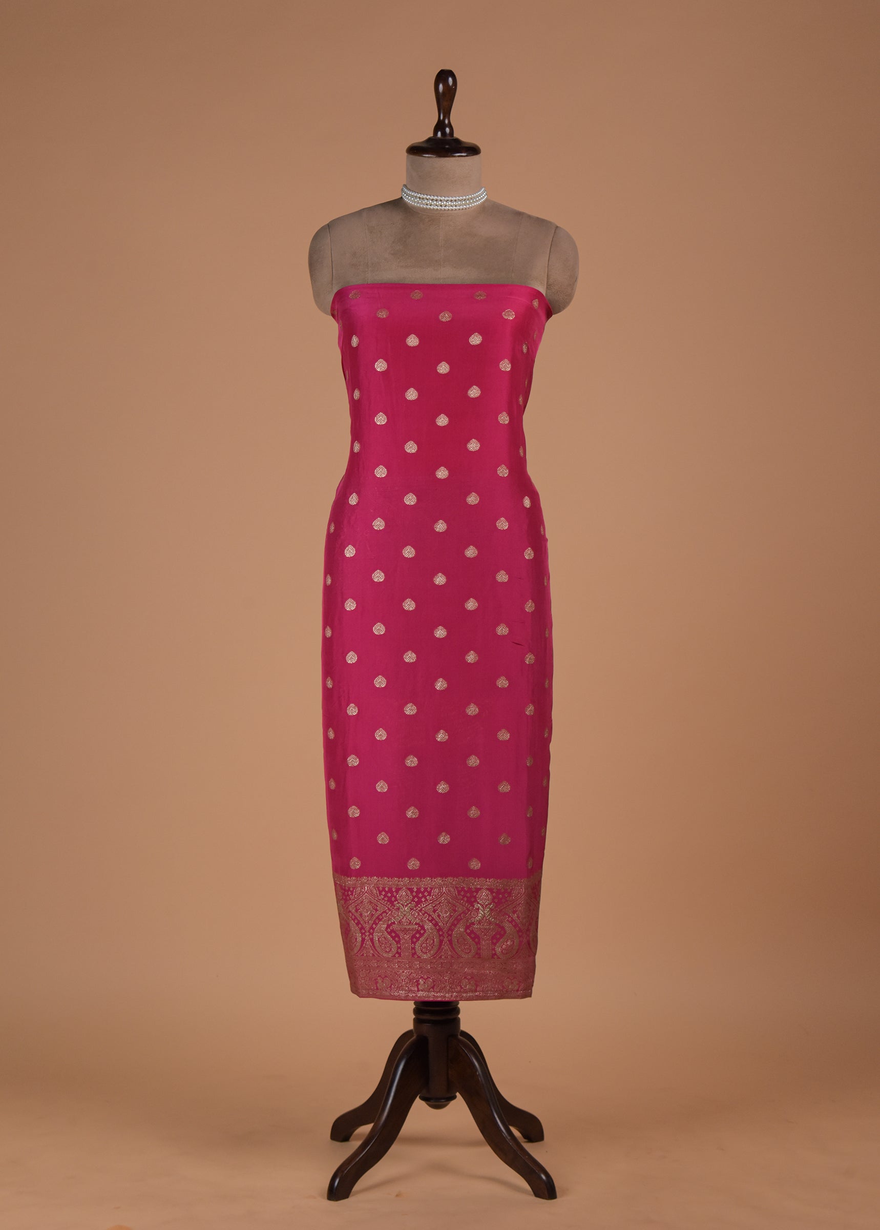 Pink Crepe Silk Dress Material | Greenways