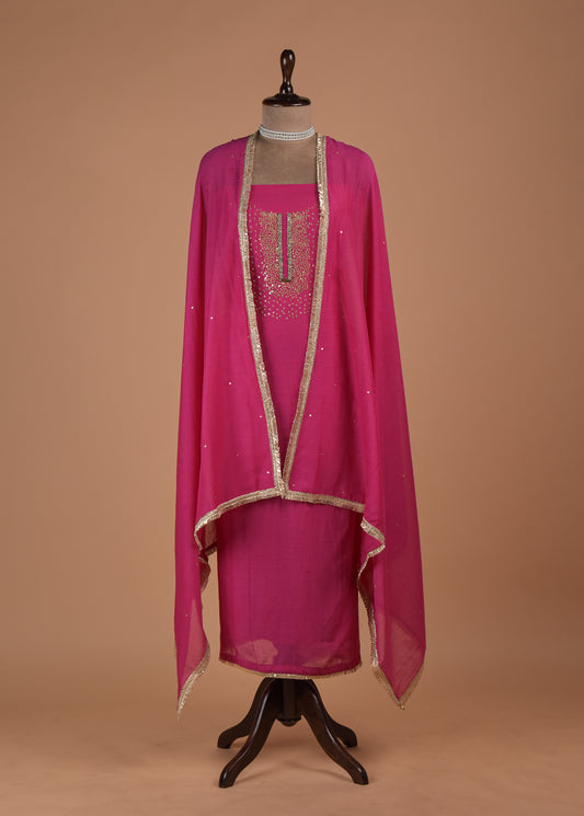 Pink Cotton Dress Material | Greenways