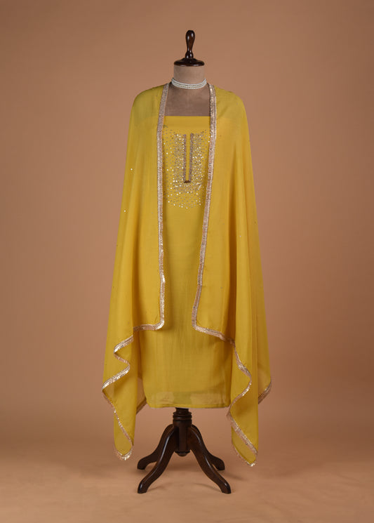 Yellow Cotton Dress Material | Greenways