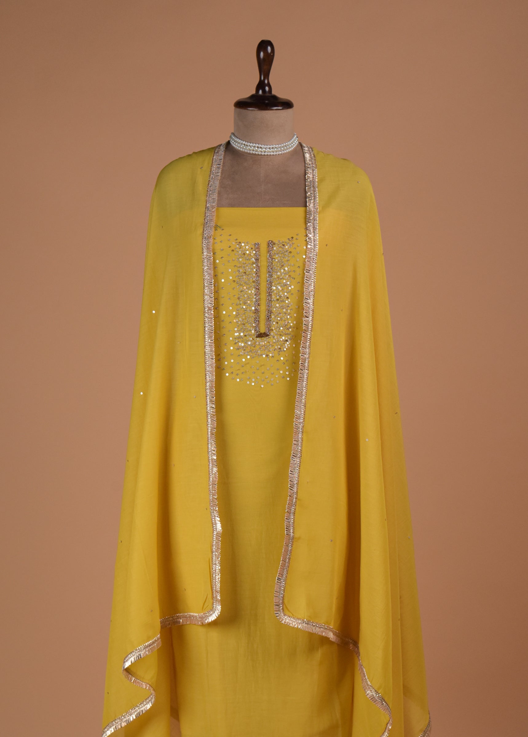 Yellow Cotton Dress Material | Greenways