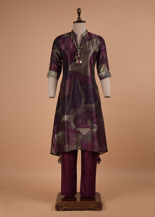 Purple Cotton Silk Coord Set
